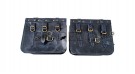 For Royal Enfield Bear 650 Canvas and Leather Pannier Bags Navy Blue With Saddle Stays - SPAREZO